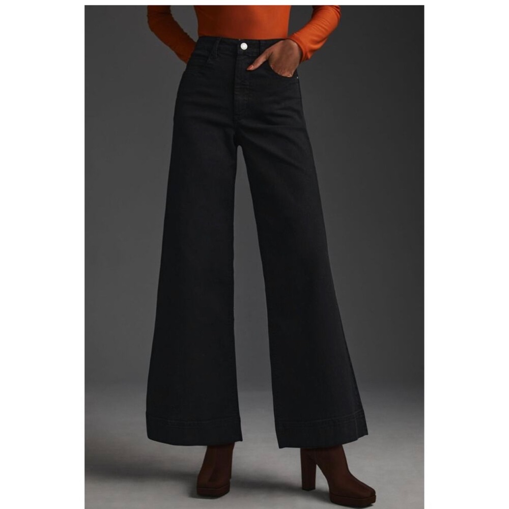 Anthropologie The Jada Black High-Rise Wide-Leg Jeans